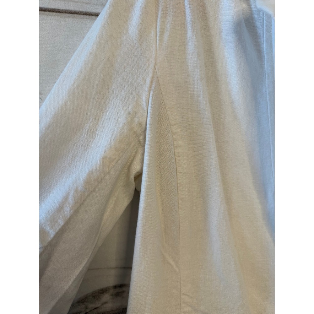 HALSTON Linen Blend Blazer White Ruffled Sleeve Single Button Women's Small - Picture 5 of 6